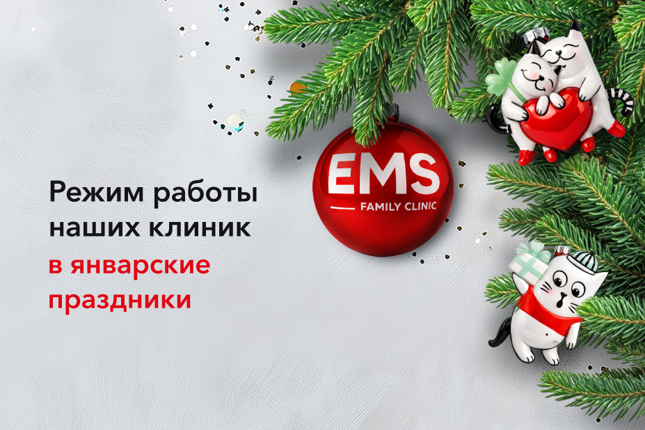Режим работы клиник EMS в новогодние праздники 2026